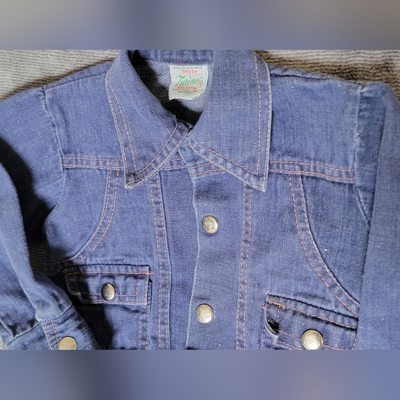 Vintage Turino Kids Blue Denim Jacket 70's - 80's Era FLAWLESS Sz 4 100% Cotton - Picture 4 of 13